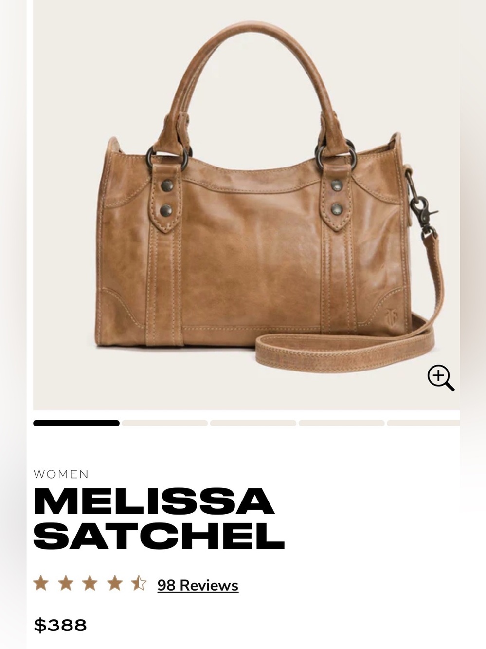 FRYE/Melissa Satchel - Tan Leather Shoulder Bag